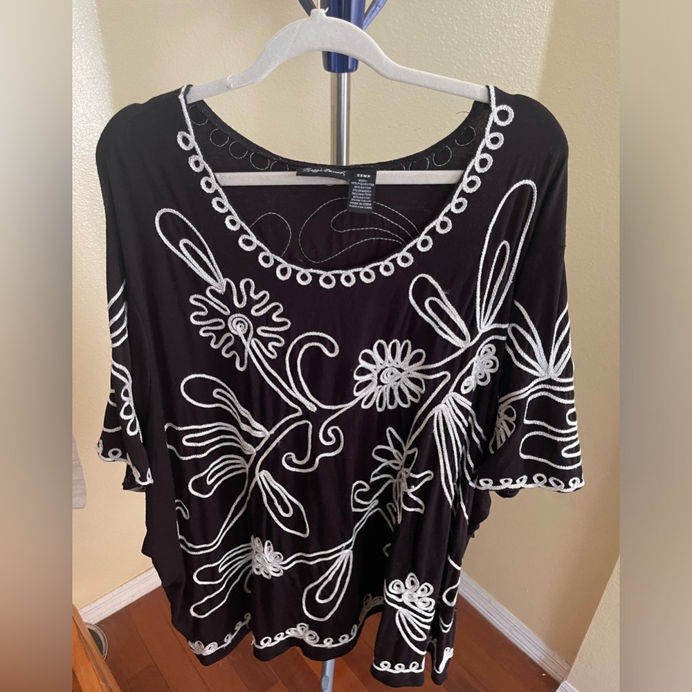 Maggie Barnes – black embroidered blouse
